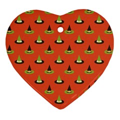 Hat Wicked Witch Ghost Halloween Red Green Black Heart Ornament (two Sides) by Alisyart