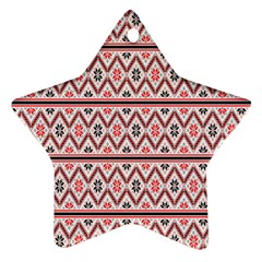 Red Flower Star Patterned Star Ornament (two Sides)