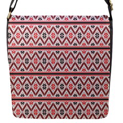 Red Flower Star Patterned Flap Messenger Bag (s) by Alisyart