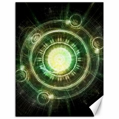 Green Chaos Clock, Steampunk Alchemy Fractal Mandala Canvas 12  X 16   by jayaprime