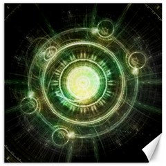 Green Chaos Clock, Steampunk Alchemy Fractal Mandala Canvas 20  X 20   by jayaprime