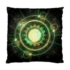 Green Chaos Clock, Steampunk Alchemy Fractal Mandala Standard Cushion Case (one Side) by jayaprime