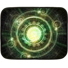 Green Chaos Clock, Steampunk Alchemy Fractal Mandala Double Sided Fleece Blanket (mini)  by jayaprime