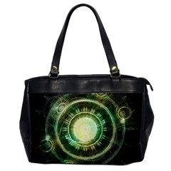 Green Chaos Clock, Steampunk Alchemy Fractal Mandala Office Handbags by jayaprime