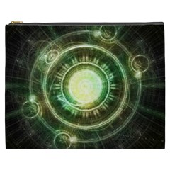 Green Chaos Clock, Steampunk Alchemy Fractal Mandala Cosmetic Bag (xxxl)  by jayaprime