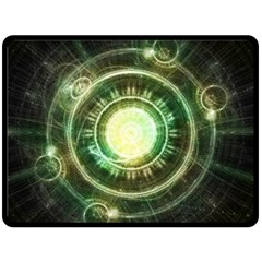 Green Chaos Clock, Steampunk Alchemy Fractal Mandala Double Sided Fleece Blanket (large)  by jayaprime