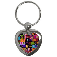 Abstract A Colorful Modern Illustration Key Chains (heart) 