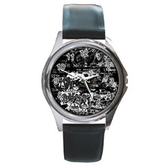 Graffiti Round Metal Watch by ValentinaDesign