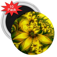 Beautiful Yellow-green Meadow Of Daffodil Flowers 3  Magnets (10 Pack)  by jayaprime