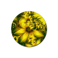 Beautiful Yellow-green Meadow Of Daffodil Flowers Rubber Coaster (round)  by jayaprime