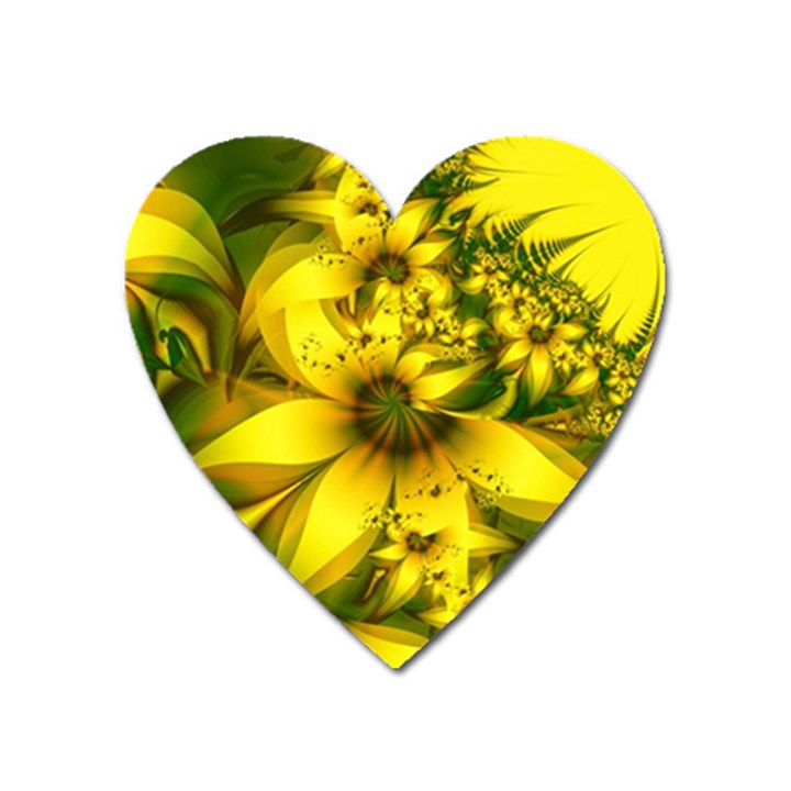 Beautiful Yellow-Green Meadow of Daffodil Flowers Heart Magnet