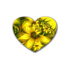 Beautiful Yellow-green Meadow Of Daffodil Flowers Heart Coaster (4 Pack)  by jayaprime