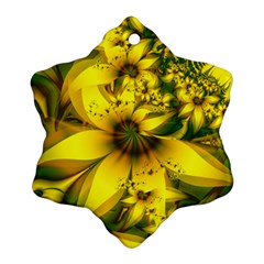 Beautiful Yellow-green Meadow Of Daffodil Flowers Snowflake Ornament (two Sides) by jayaprime