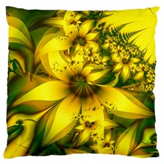 Beautiful Yellow-green Meadow Of Daffodil Flowers Large Cushion Case (two Sides) by jayaprime