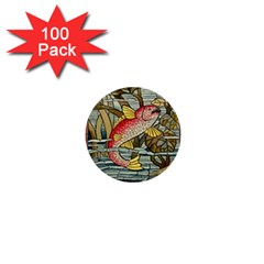 Fish Underwater Cubism Mosaic 1  Mini Buttons (100 Pack)  by Celenk