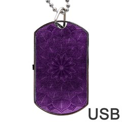 Background Purple Mandala Lilac Dog Tag Usb Flash (two Sides) by Celenk