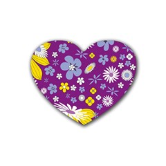 Floral Flowers Heart Coaster (4 Pack) 