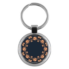 Floral Vintage Royal Frame Pattern Key Chains (round) 