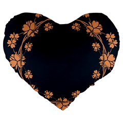 Floral Vintage Royal Frame Pattern Large 19  Premium Heart Shape Cushions by Celenk