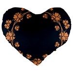 Floral Vintage Royal Frame Pattern Large 19  Premium Flano Heart Shape Cushions Front