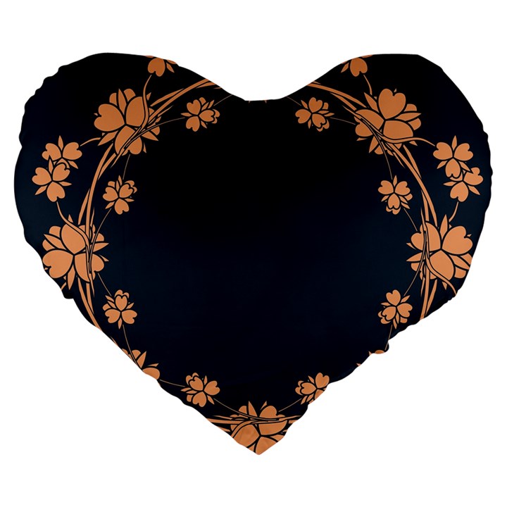 Floral Vintage Royal Frame Pattern Large 19  Premium Flano Heart Shape Cushions
