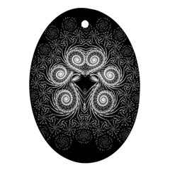 Fractal Filigree Lace Vintage Oval Ornament (two Sides) by Celenk