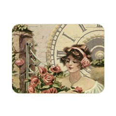 French Vintage Girl Roses Clock Double Sided Flano Blanket (mini) 