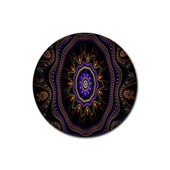 Fractal Vintage Colorful Decorative Rubber Coaster (round) 