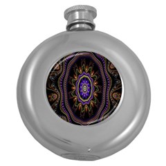 Fractal Vintage Colorful Decorative Round Hip Flask (5 Oz) by Celenk