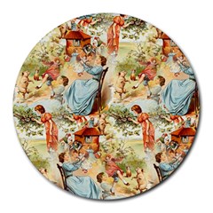 Seamless Vintage Design Round Mousepads by Celenk