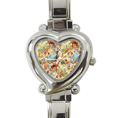 Seamless Vintage Design Heart Italian Charm Watch by Celenk