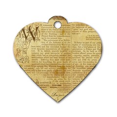 Vintage Background Paper Dog Tag Heart (one Side)