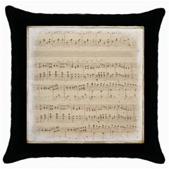 Vintage Beige Music Notes Throw Pillow Case (black)