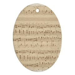 Vintage Beige Music Notes Oval Ornament (two Sides) by Celenk