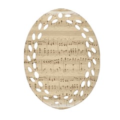 Vintage Beige Music Notes Oval Filigree Ornament (two Sides) by Celenk