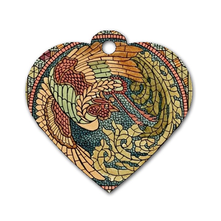 Wings Feathers Cubism Mosaic Dog Tag Heart (One Side)