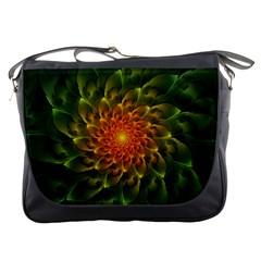 Beautiful Orange-green Desert Cactus Fractalspiral Messenger Bags by jayaprime