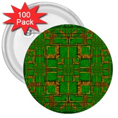 Golden Green And  Sunshine Pop Art 3  Buttons (100 Pack)  by pepitasart