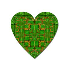 Golden Green And  Sunshine Pop Art Heart Magnet by pepitasart