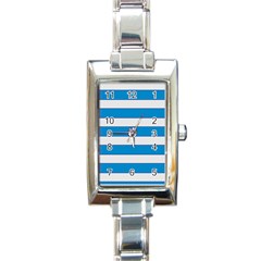 Blue And White Lines Rectangle Italian Charm Watch by berwies