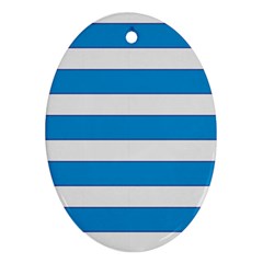 Blue And White Lines Ornament (oval) by berwies