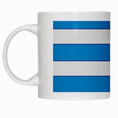 Blue And White Lines White Mugs by berwies