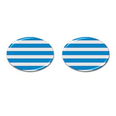 Blue And White Lines Cufflinks (oval) by berwies