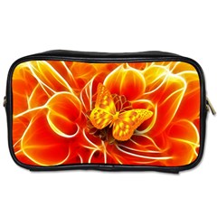 Arrangement Butterfly Aesthetics Orange Background Toiletries Bags by Celenk