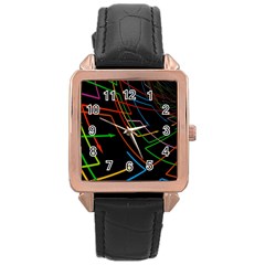 Arrows Direction Opposed To Next Rose Gold Leather Watch 