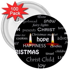 Candles Christmas Advent Light 3  Buttons (100 Pack)  by Celenk