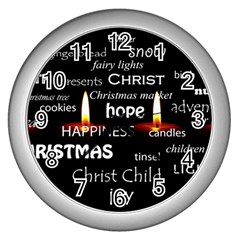 Candles Christmas Advent Light Wall Clocks (silver)  by Celenk