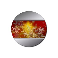 Christmas Candles Christmas Card Rubber Coaster (round) 