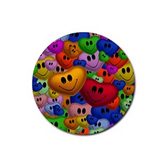 Heart Love Smile Smilie Rubber Round Coaster (4 pack) 