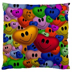 Heart Love Smile Smilie Large Flano Cushion Case (Two Sides)